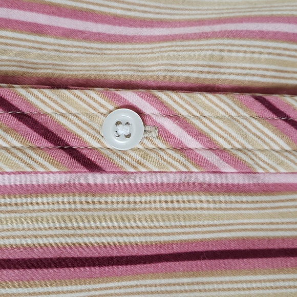 OLD NAVY Pink Burgundy Tan Button Down Maternity Shirt Striped SIZE EXTRA LARGE - Picture 11 of 14